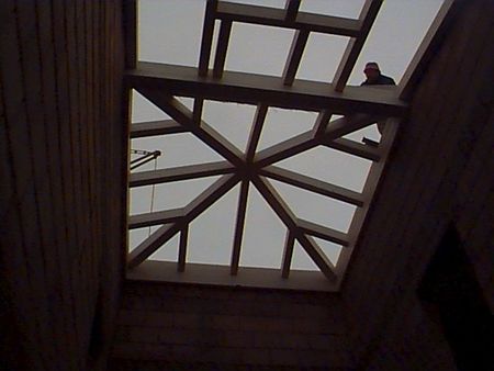 Sichtdachstuhl mit Glasdach