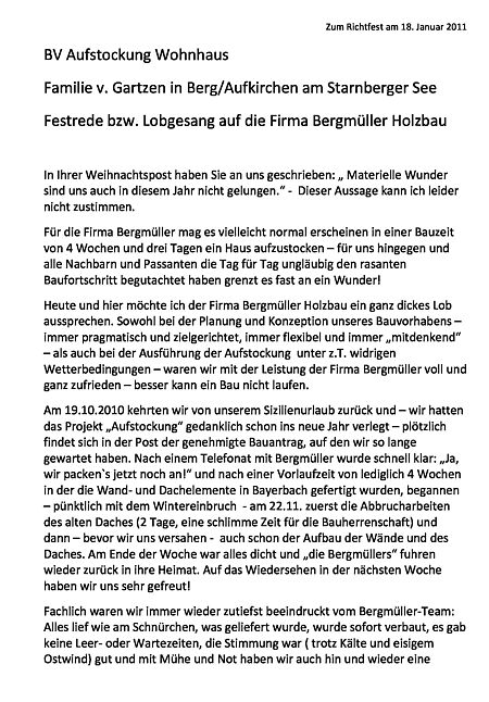 Empfehlung Aufstockung