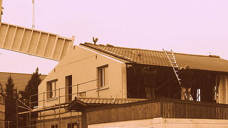 Aufstockung Dach heben Montage